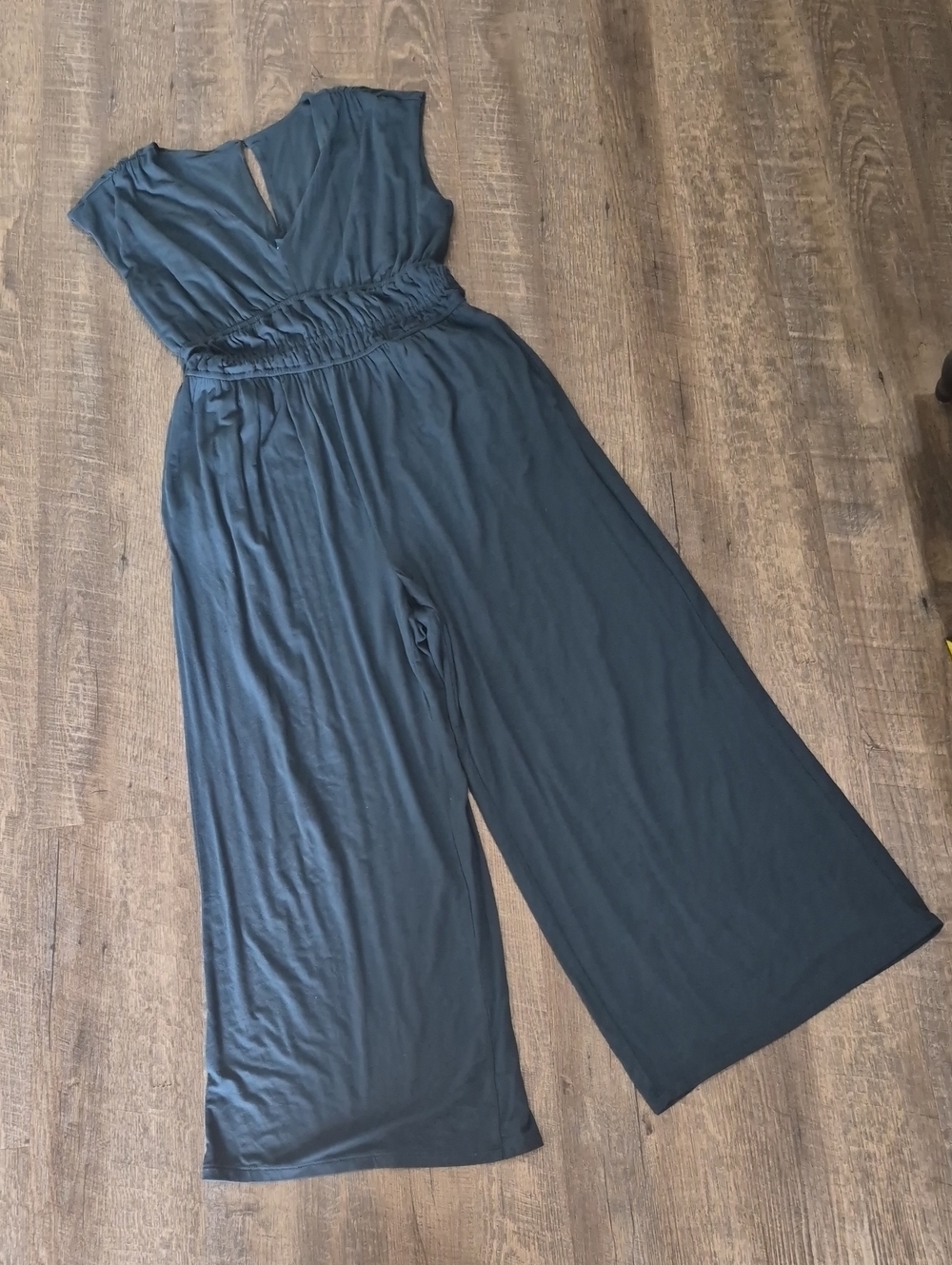 GAP Navy Blue Wide-Leg Smocked-Waist Jumpsuit